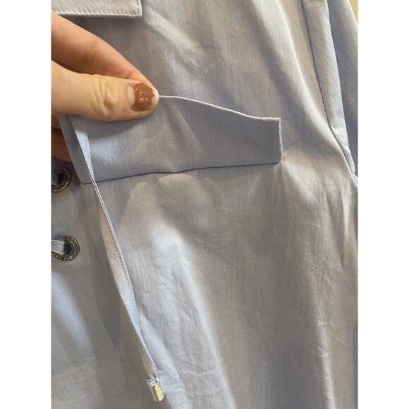 Calvin Klein Light Blue V Neck Summer Top Nautical Light Weight Medium Cotton - Picture 4 of 10